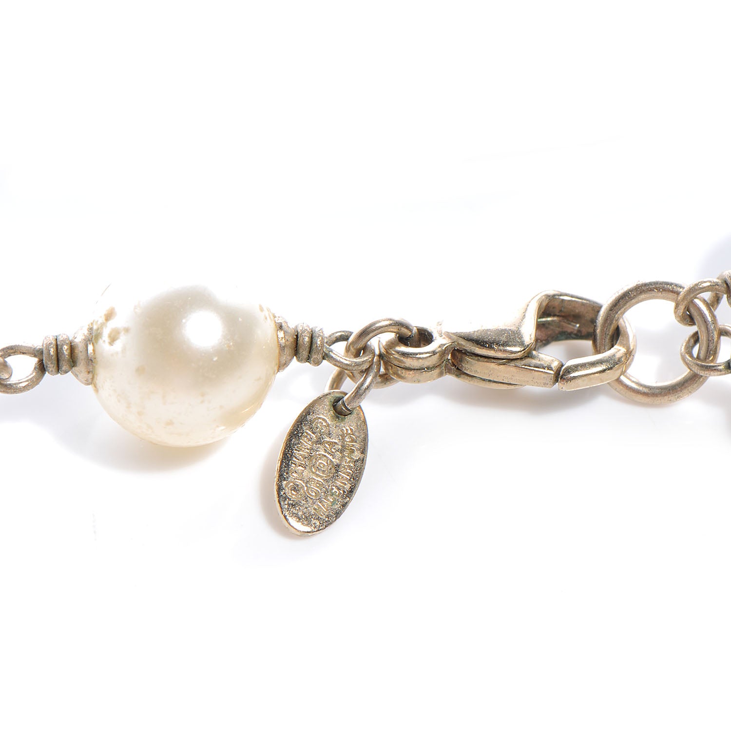 Chanel Pearl Crystal CC Beaded Long Necklace 4 of 5