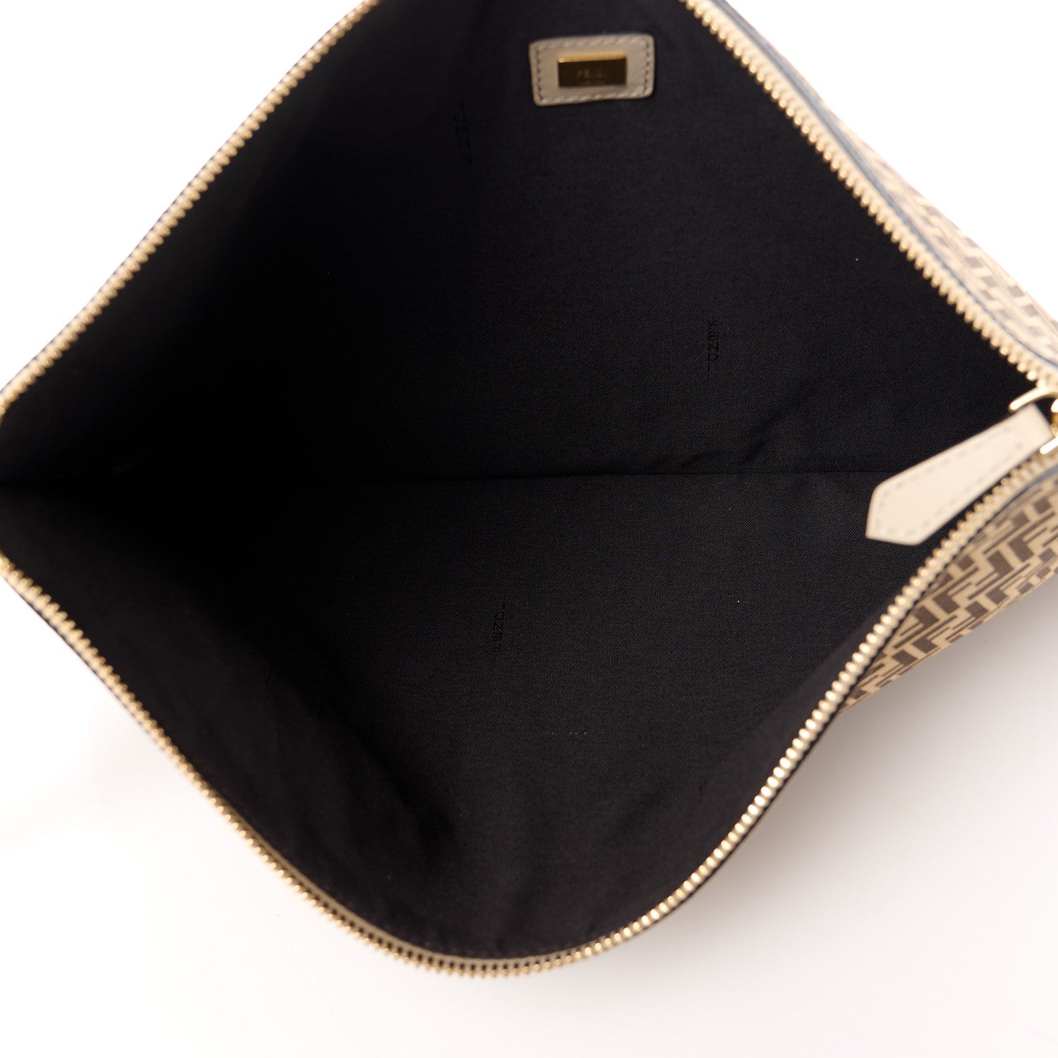 Fendi Suede Vitello Grace Micro FF Large Flat Pouch Nude Spring Maya 5 of 11