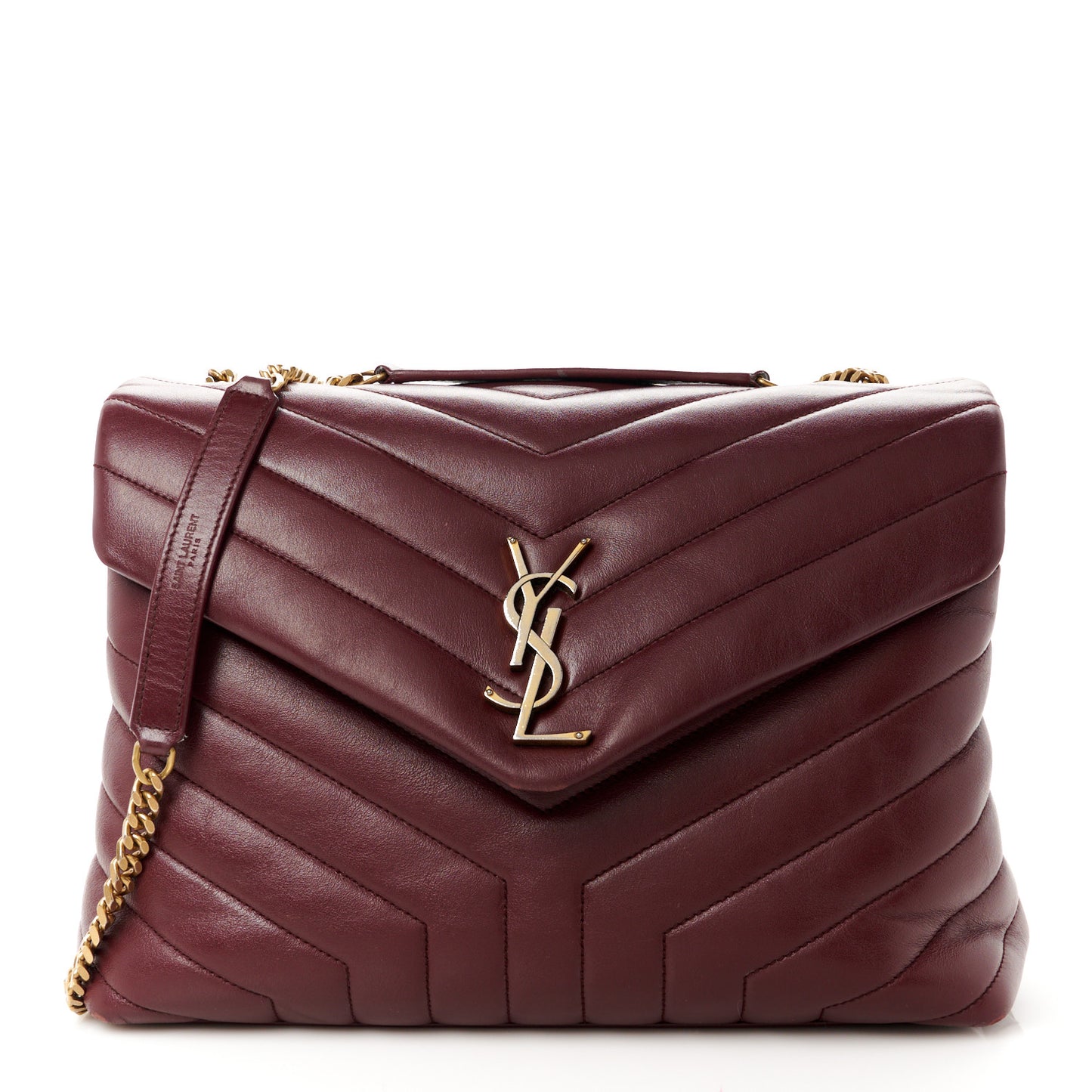 Calfskin Y Quilted Monogram Medium Loulou Chain Satchel Rouge Legion