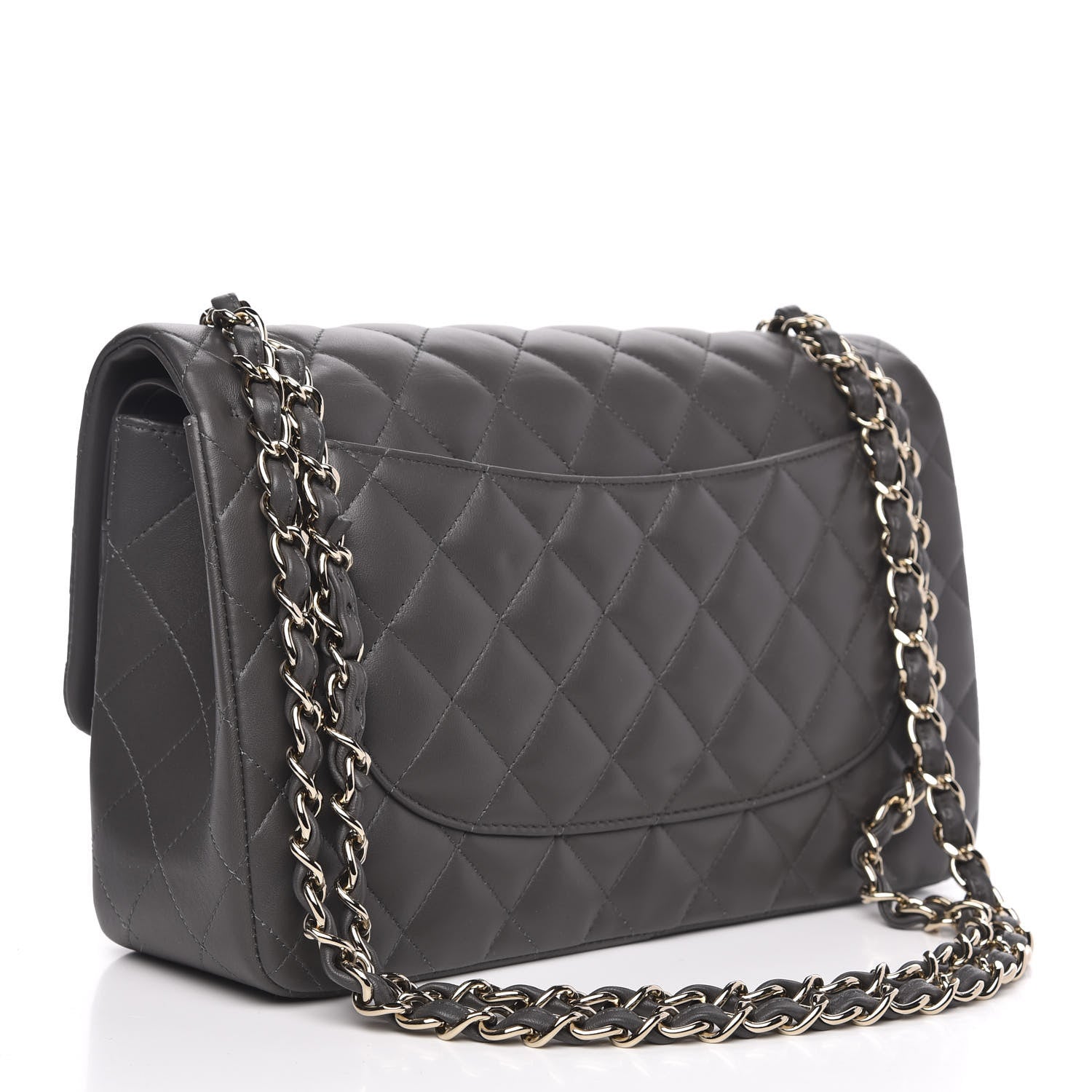 Chanel Lambskin Quilted Jumbo Double Flap Grey 3 of 11