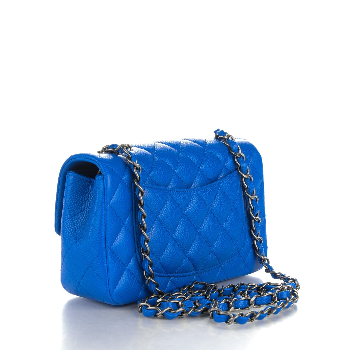Caviar Quilted Mini Rectangular Flap Blue