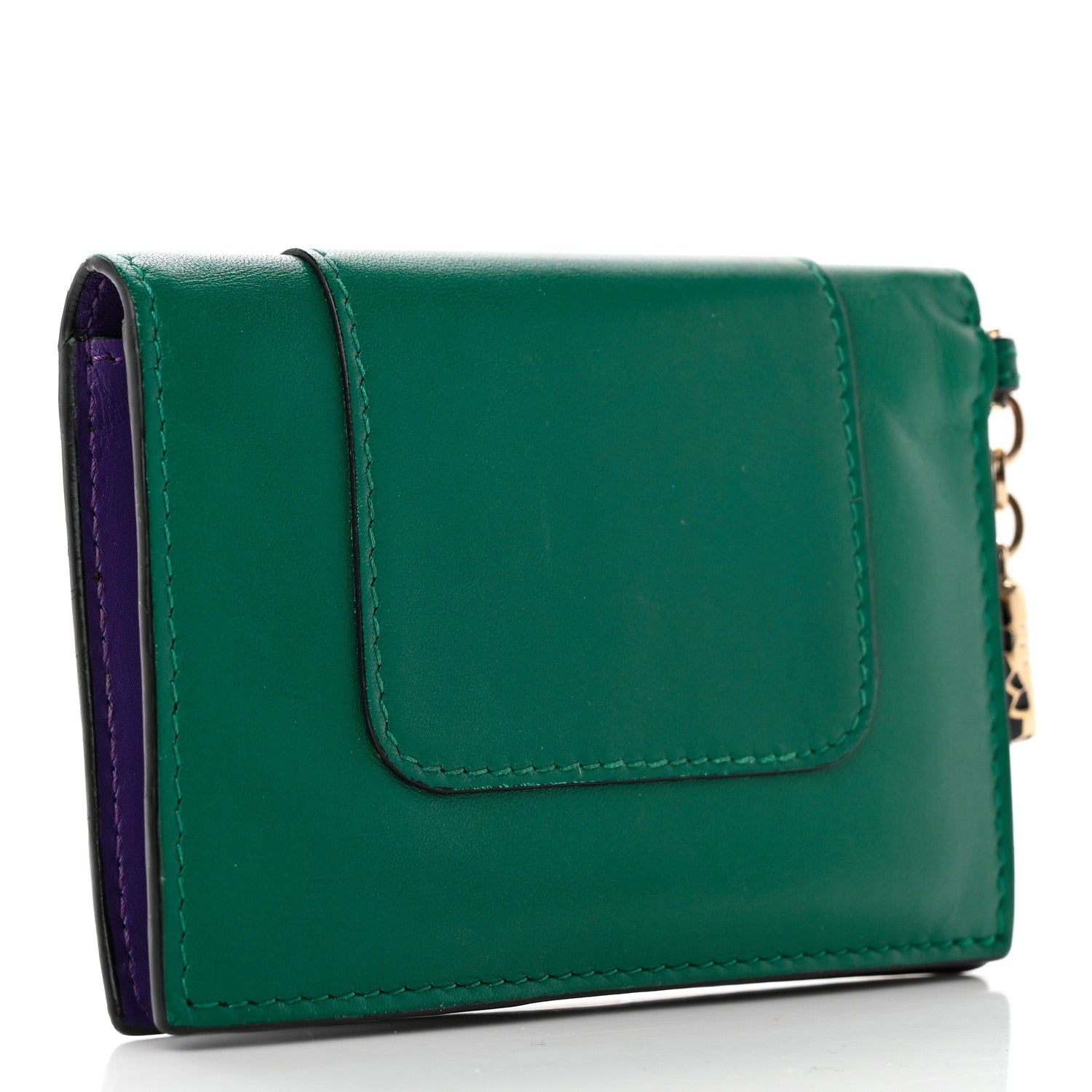 Bulgari Serpenti Calfskin Card Case Emerald Green Amethyst 3 of 12