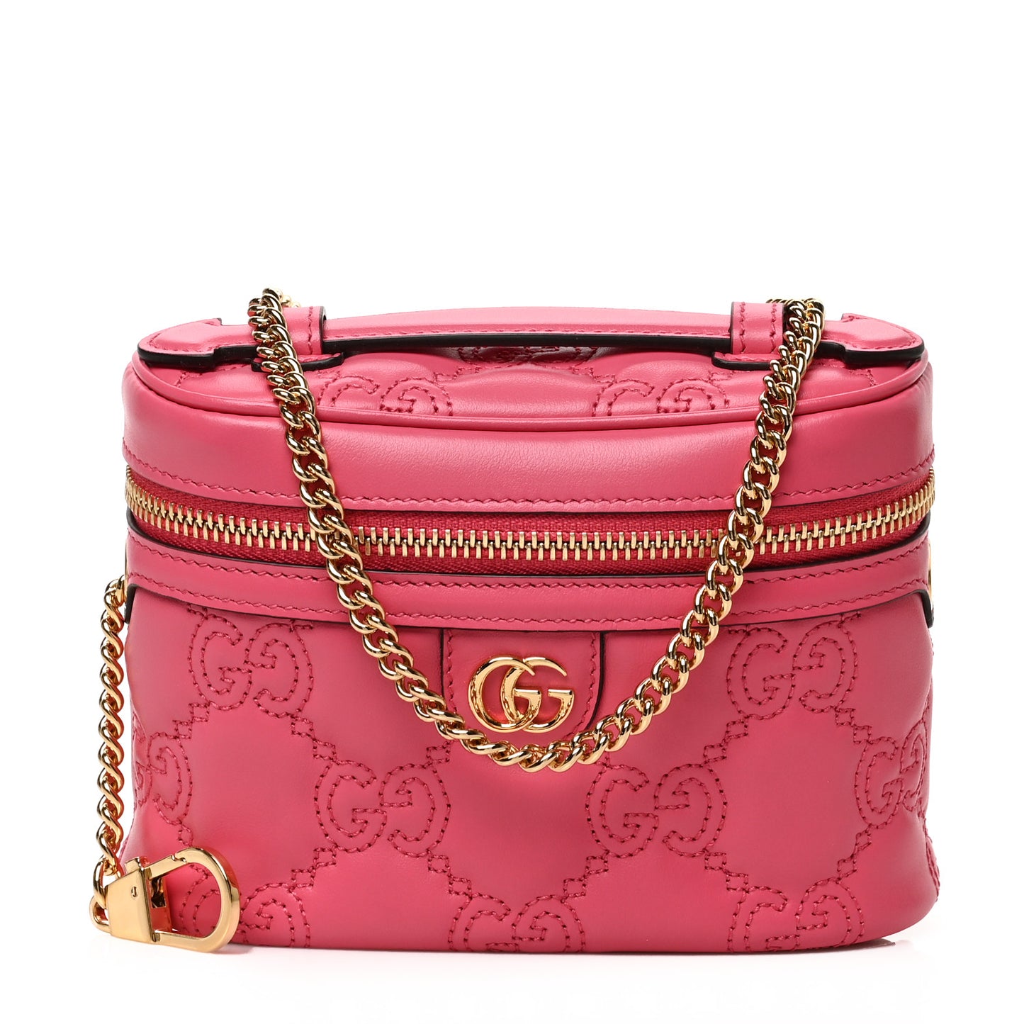 Calfskin GG Matelasse Mini Top Handle Bag Rhodamine Pink