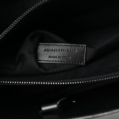 Saint Laurent Calfskin Crocodile Embossed Large Sac De Jour Carryall Black 7 of 26