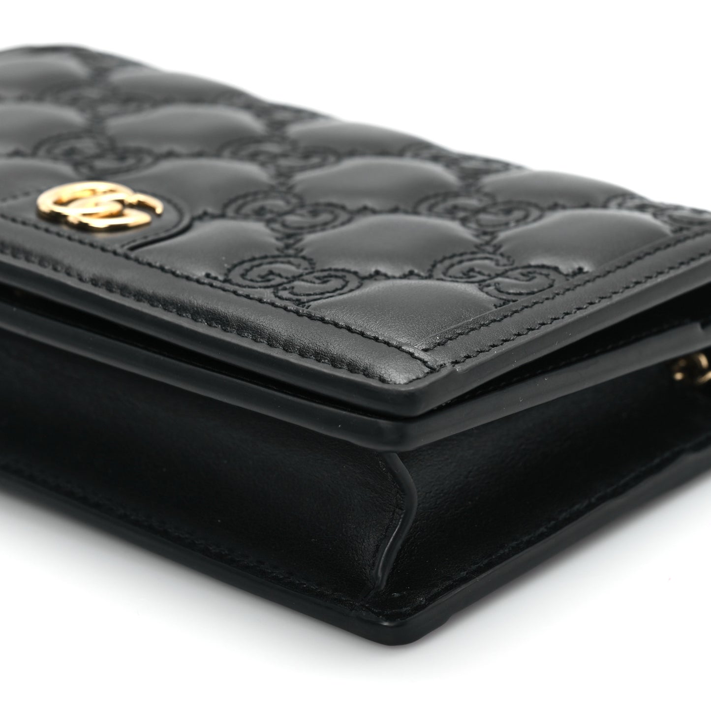Calfskin GG Matelasse Chain Wallet Black