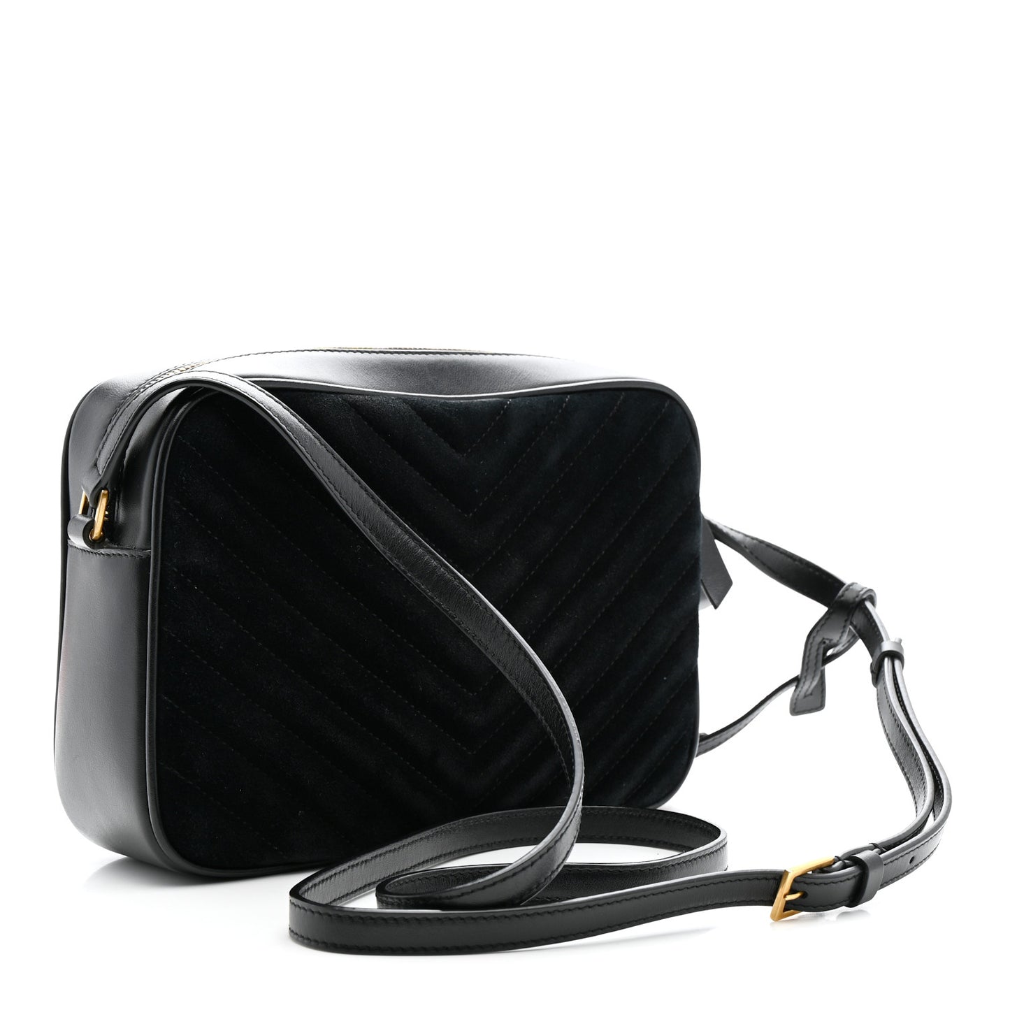 Suede Calfskin Monogram Lou Camera Bag Black