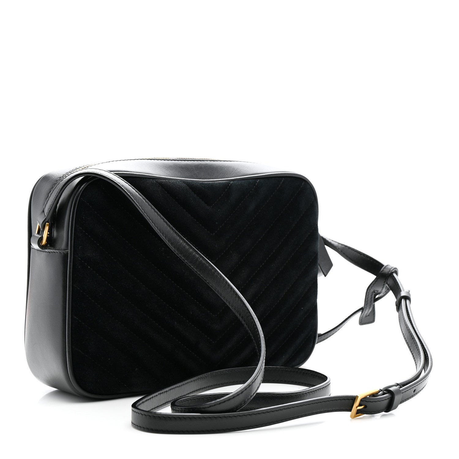 Saint Laurent Suede Calfskin Monogram Lou Camera Bag Black 3 of 14
