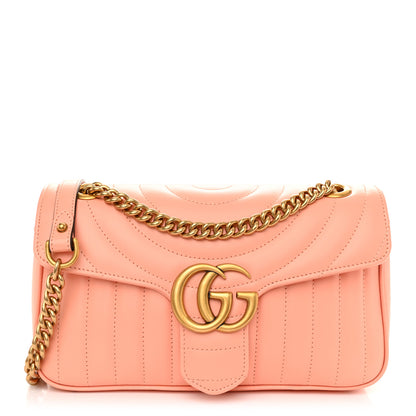 Gucci Calfskin Vertical Ring Matelasse Small GG Marmont Shoulder Bag Peachy Chic 1 of 11