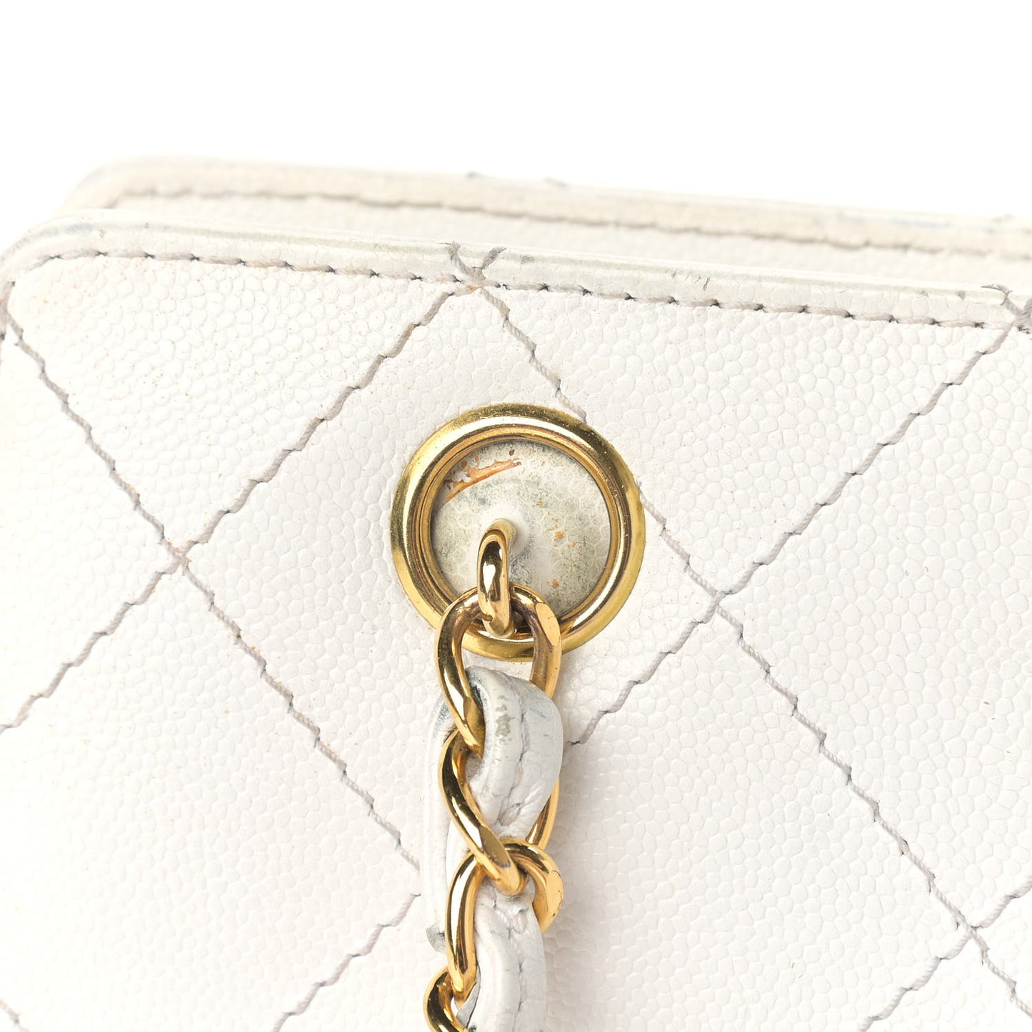 Caviar Stitched Shoulder Bag White