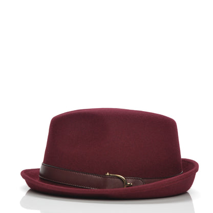 Gucci Felt Horsebit Fedora Hat M Burgundy 3 of 6