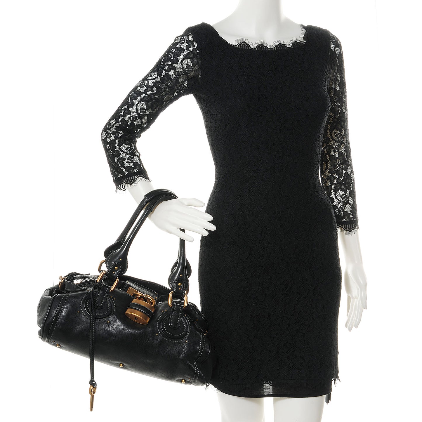 Leather Medium Paddington Satchel Black