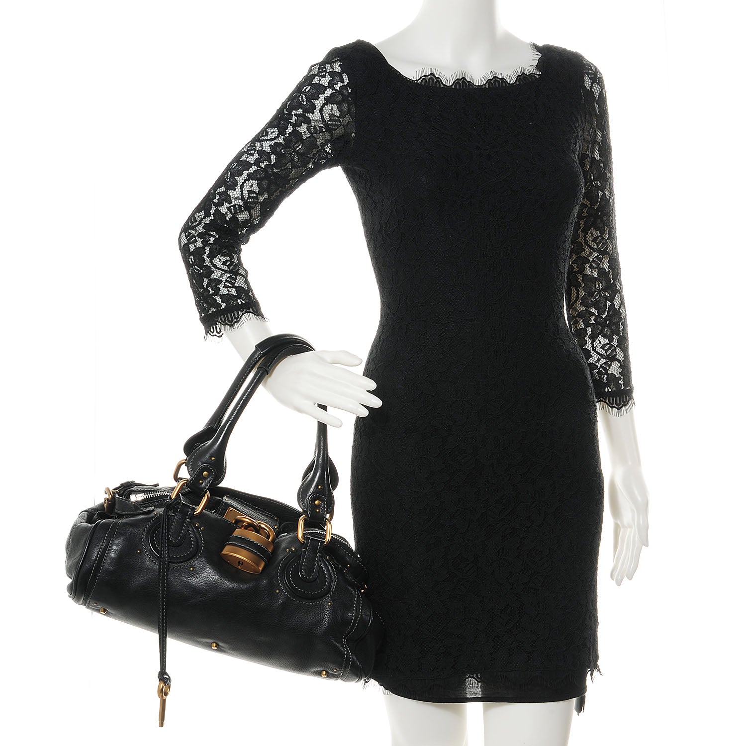 Chloe Leather Medium Paddington Satchel Black 2 of 7