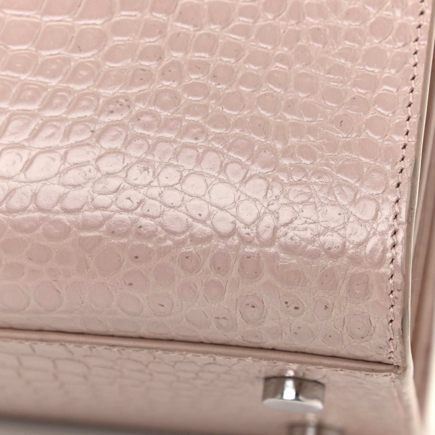 Calfskin Crocodile Embossed Baby Sac De Jour Rose Antic