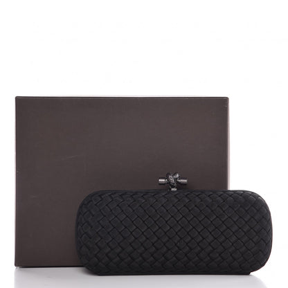 Bottega Veneta Satin Intreccio Impero Stretch Knot Clutch Black 8 of 8