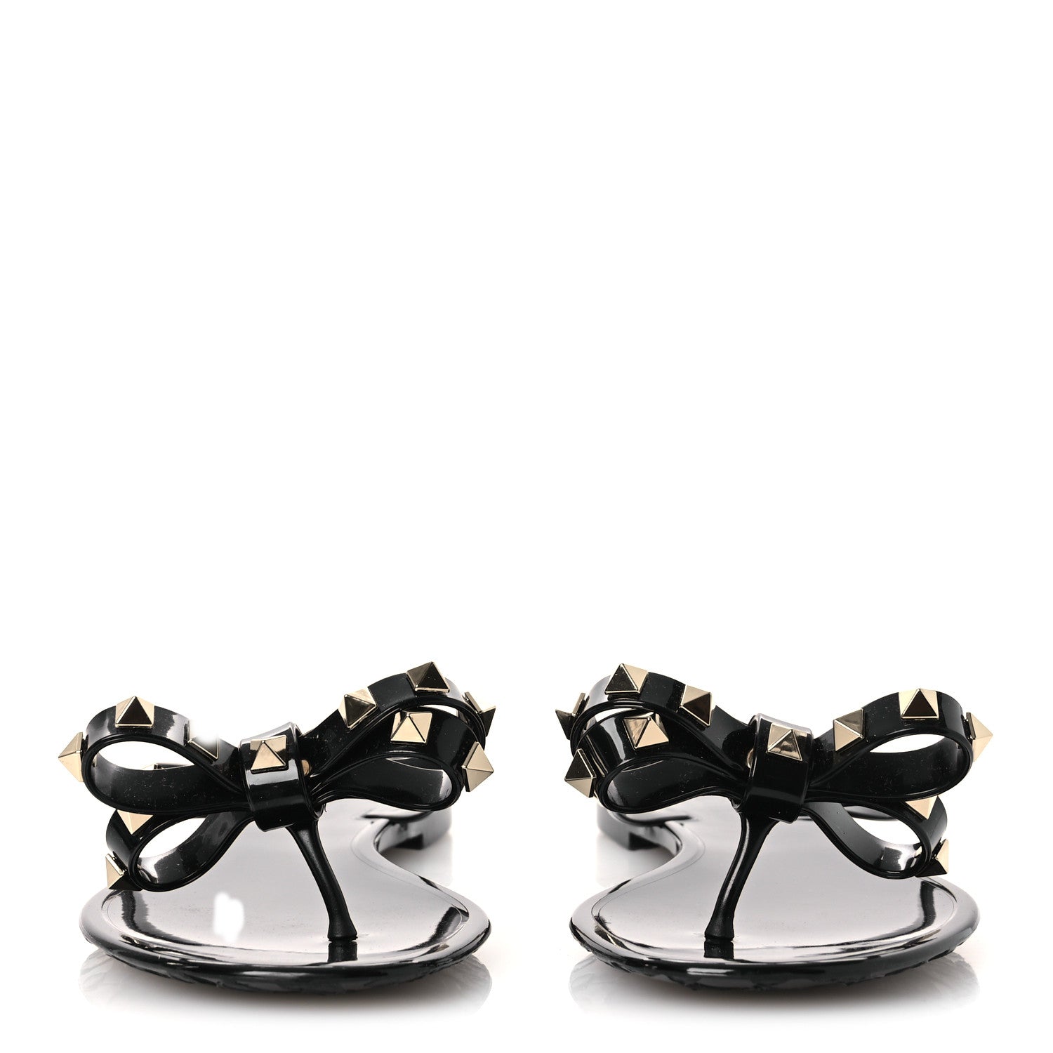 Valentino Garavani PVC Jelly Rockstud Bow Thong Sandals 36 Black 3 of 11