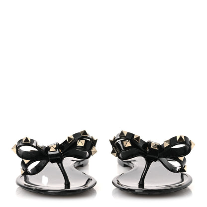 Valentino Garavani PVC Jelly Rockstud Bow Thong Sandals 36 Black 3 of 11