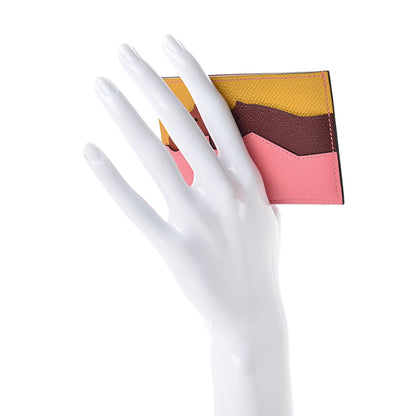 Hermes Epsom Evercolor Les Petits Chevaux Card Holder Ambre Brique Rouge H Rose Ete 2 of 8