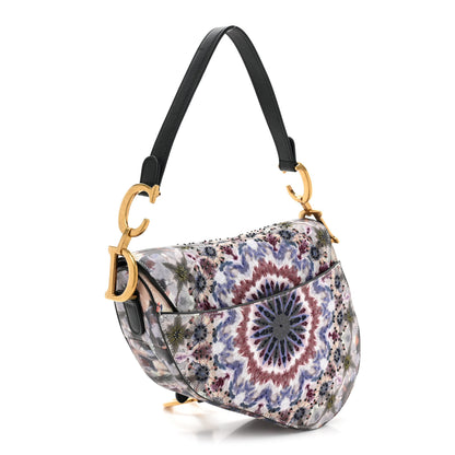 Christian Dior Canvas Embroidered Kaleidiorscopic Saddle Bag Blue Multicolor 3 of 12
