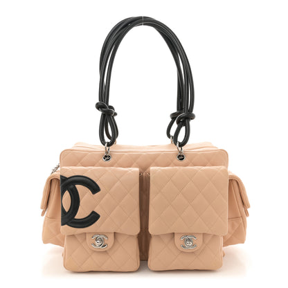 Chanel Calfskin Quilted Large Cambon Multipocket Reporter Beige Black 1 of 11