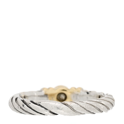 David Yurman Sterling Silver 18K Yellow Gold Diamond Stack Ring 45 3.25 3 of 5
