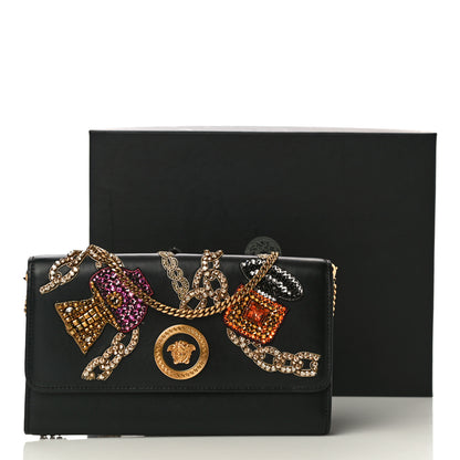 Versace Nappa Crystal Embroidered Medusa Wallet on Chain Crossbody Black 10 of 10