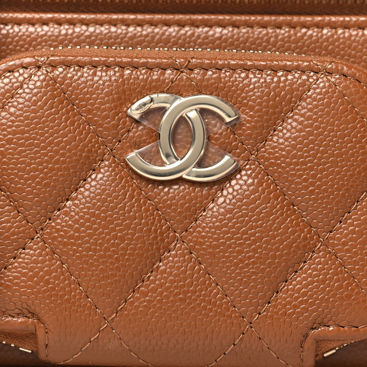Chanel Caviar Quilted Top Handle Pocket Vanity Case Camel 8 of 11