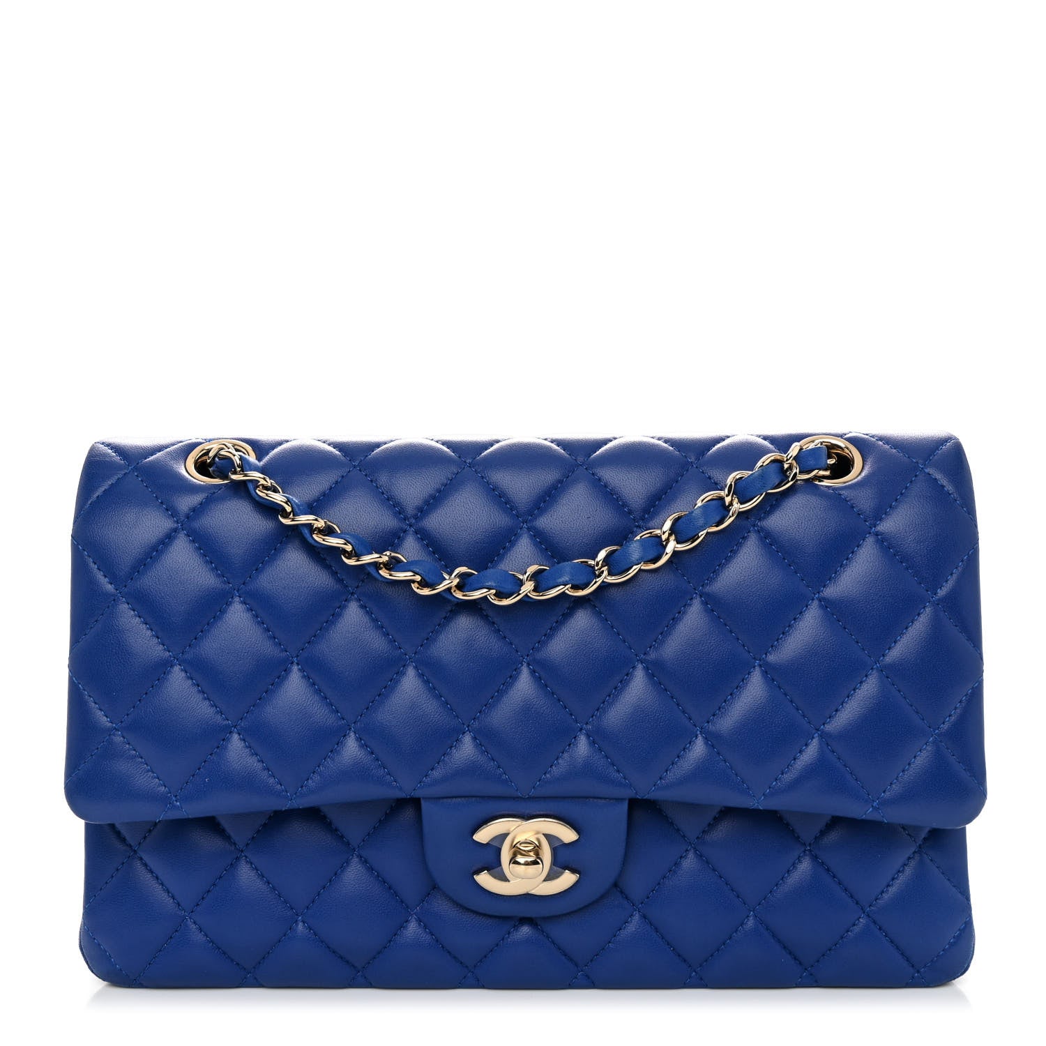 Chanel Lambskin Quilted Medium Double Flap Blue 1 of 10