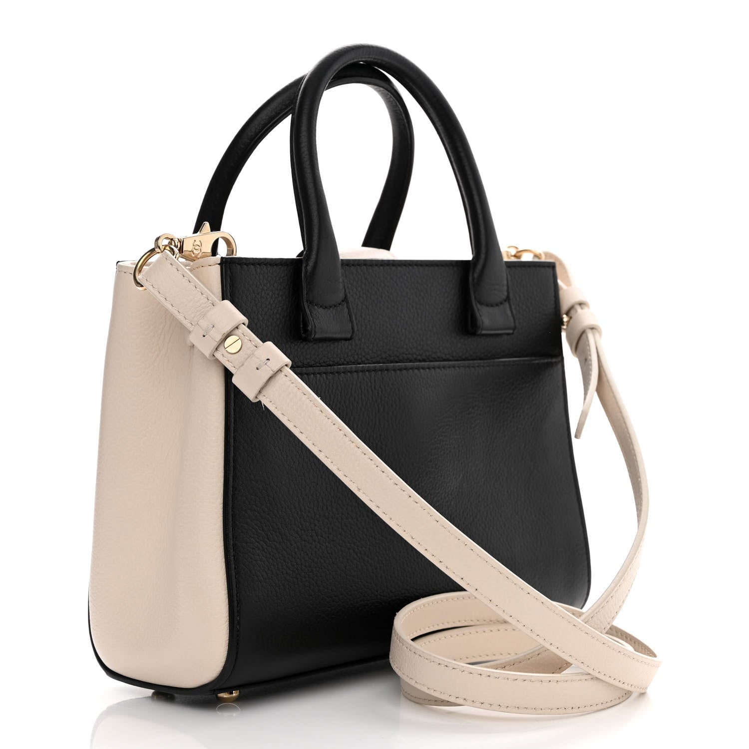 Chanel Grained Calfskin Mini Bi-Color Neo Executive Shopper Tote Black Beige 3 of 12