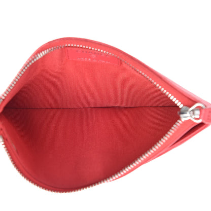 Chanel Caviar Chevron Quilted Zip Pouch Red 5 of 8
