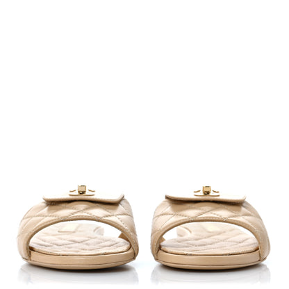 Chanel Lambskin Quilted CC Turnlock Sandals 35.5 Beige 2 of 10