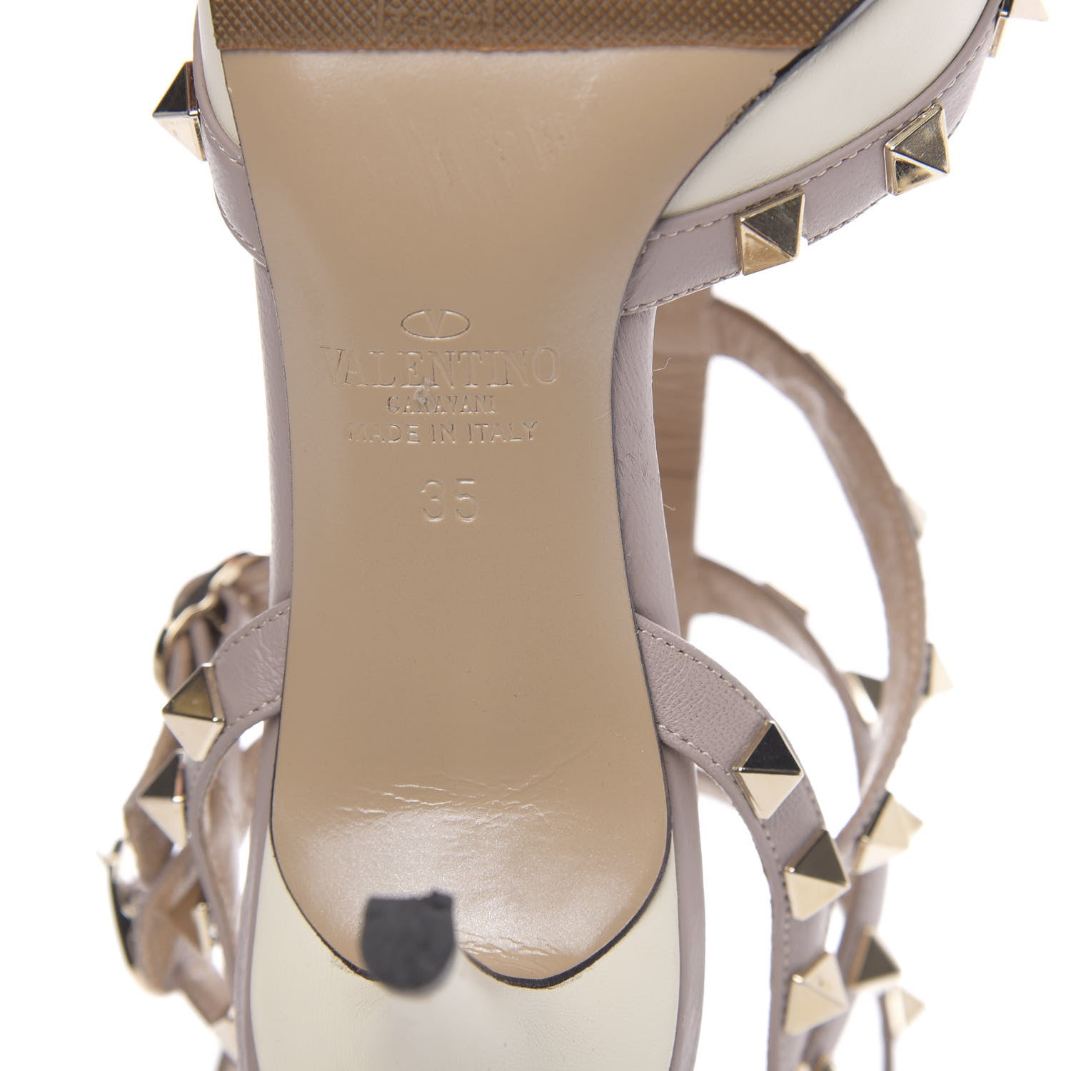 Valentino Garavani Nappa Rockstud Ankle Strap Low Heel Pumps 36 White Winter Poudre 7 of 10