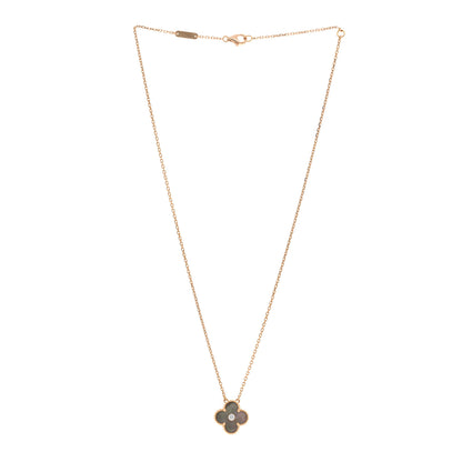Van Cleef & Arpels 18K Rose Gold Diamond Grey Mother of Pearl Vintage Alhambra Pendant Necklace 3 of 6