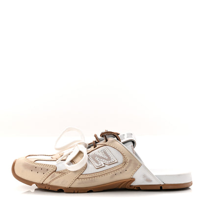Miu Miu X NEW BALANCE Bleached Calfskin 530 SL Slip-On Sneakers Mules 35.5 Travertine Grey White 1 of 9