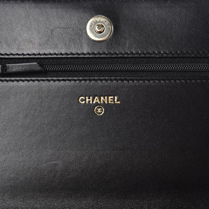 Chanel Lambskin Quilted Pearl Wallet On Chain WOC Black 7 of 13
