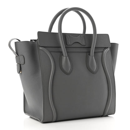 Celine Drummed Calfskin Mini Luggage Kohl 3 of 10