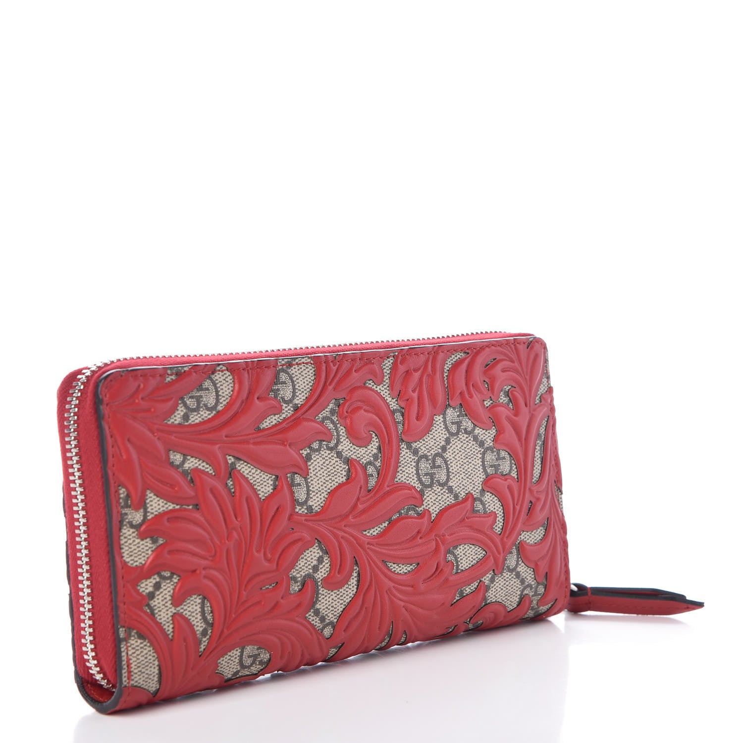 Gucci GG Supreme Monogram Arabesque Zip Around Wallet Hibiscus Red 3 of 7