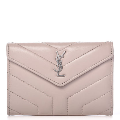 Saint Laurent Nappa Matelasse Chevron Small Monogram Envelope Wallet Nude Powder 1 of 7