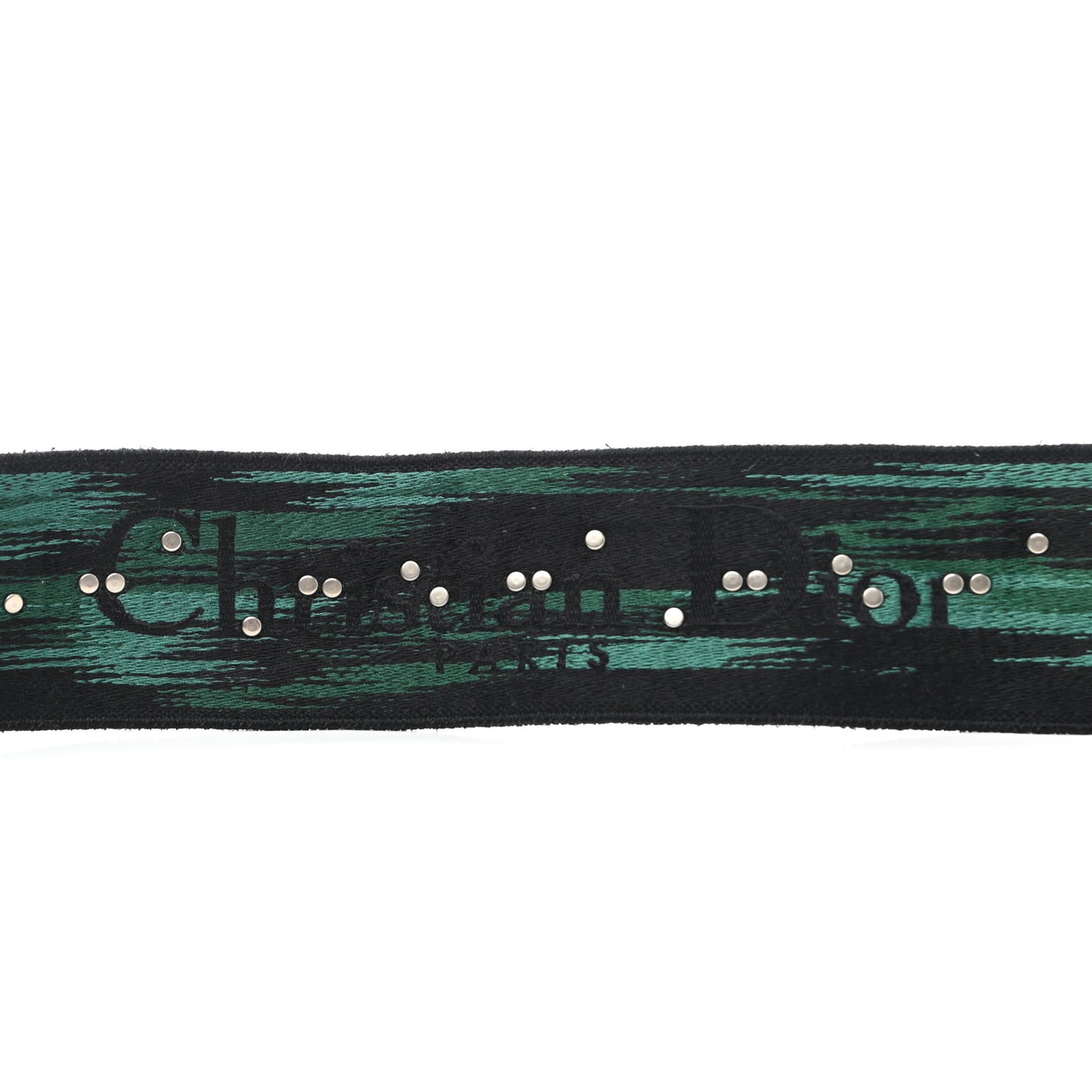 Canvas Embroidered Studded Checkered Shoulder Strap Green