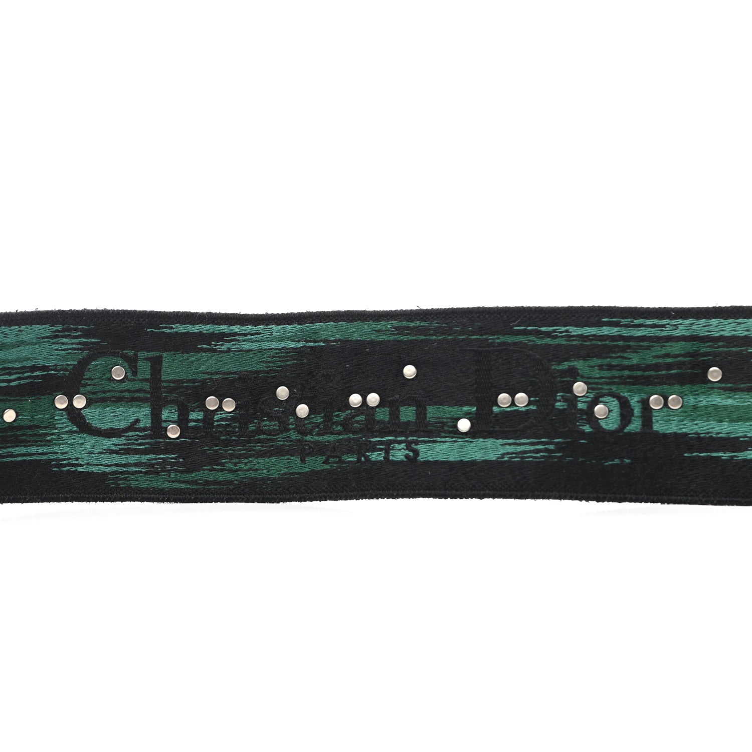 Christian Dior Canvas Embroidered Studded Checkered Shoulder Strap Green 4 of 4