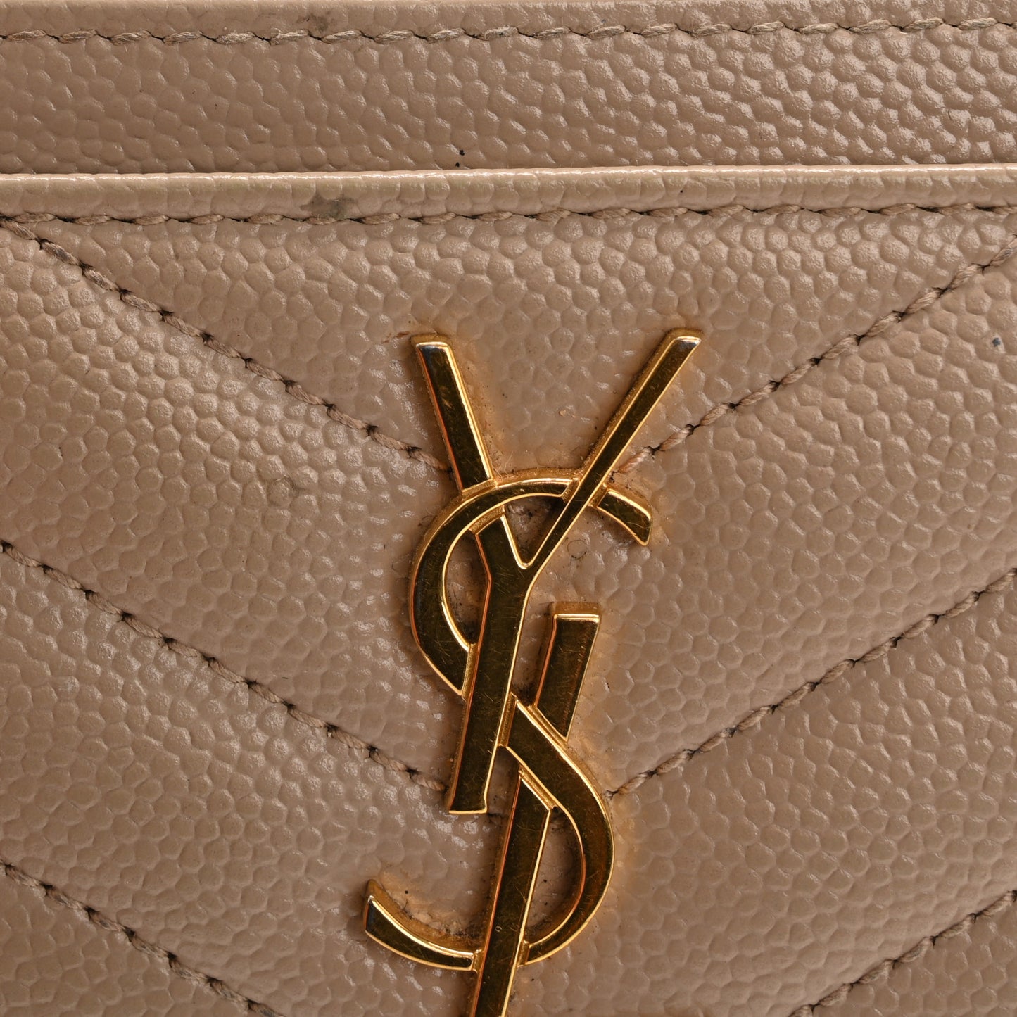 Grain De Poudre Matelasse Chevron Monogram Credit Card Case Nude Powder