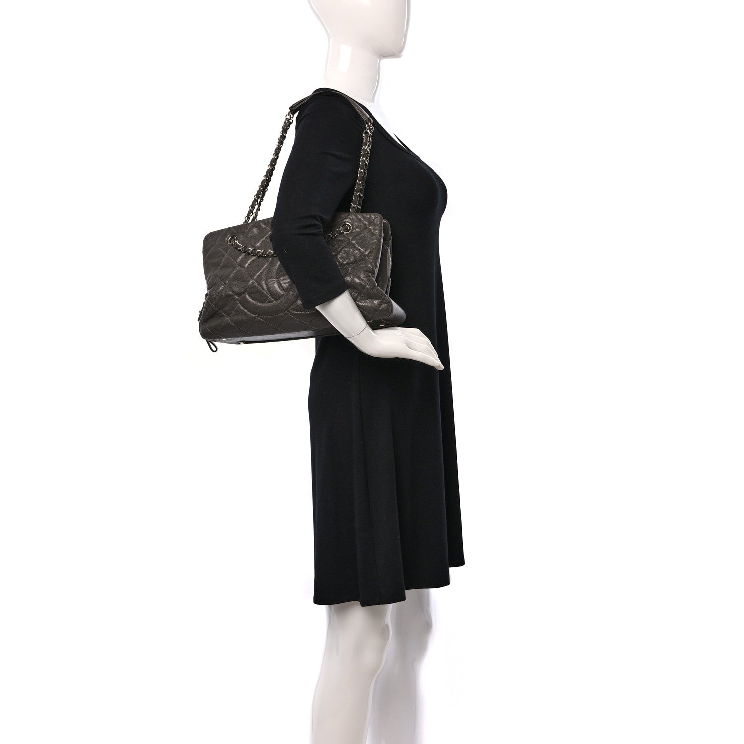 Chanel Caviar Quilted Timeless CC Shopping Tote Grey 2 of 11