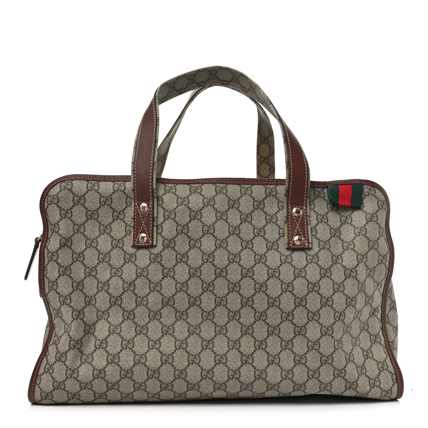 GG Plus Monogram Large Signature Web Loop Carry On Duffle Bag Beige Ebony