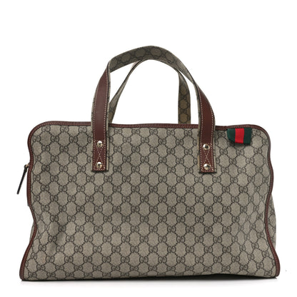 Gucci GG Plus Monogram Large Signature Web Loop Carry On Duffle Bag Beige Ebony 1 of 9