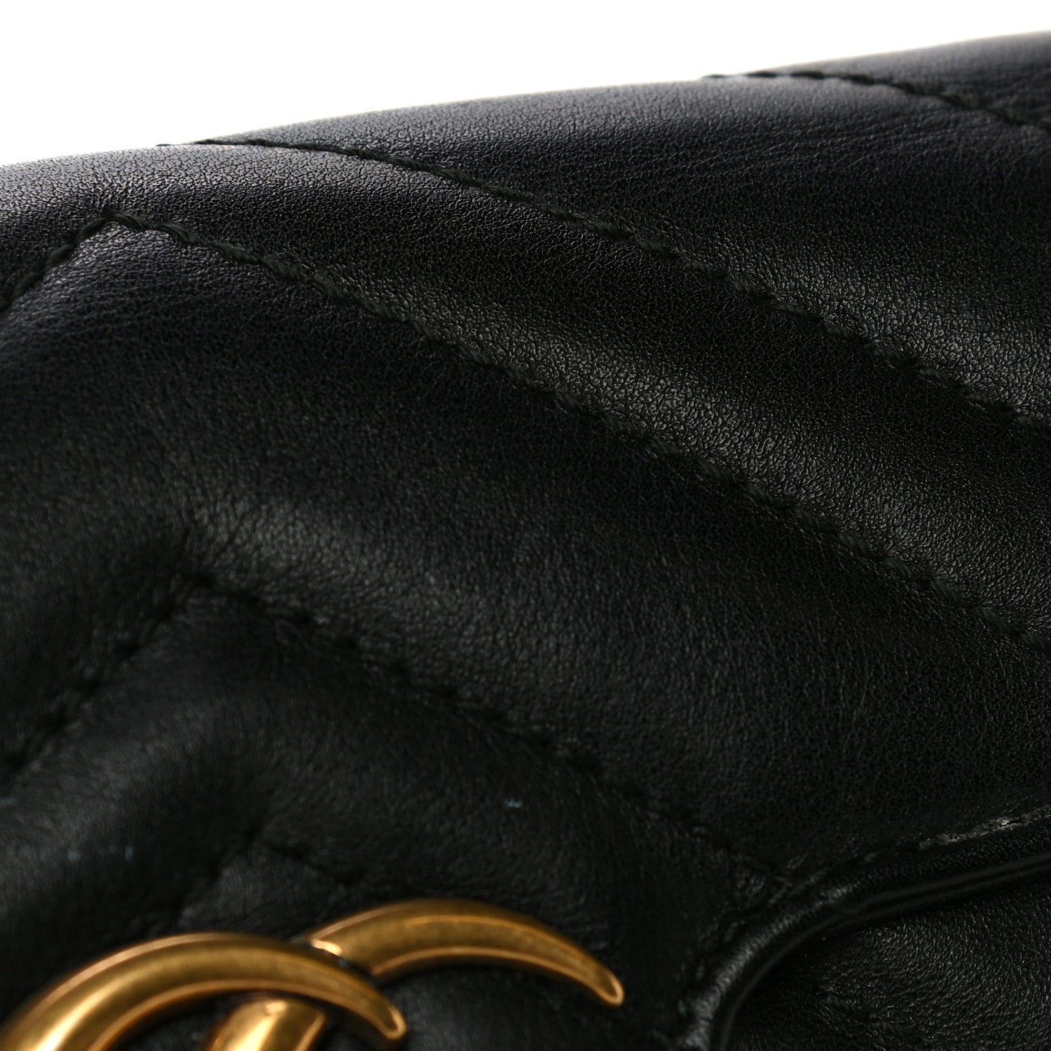 Gucci Calfskin Matelasse Super Mini GG Marmont Shoulder Bag Black 13 of 18