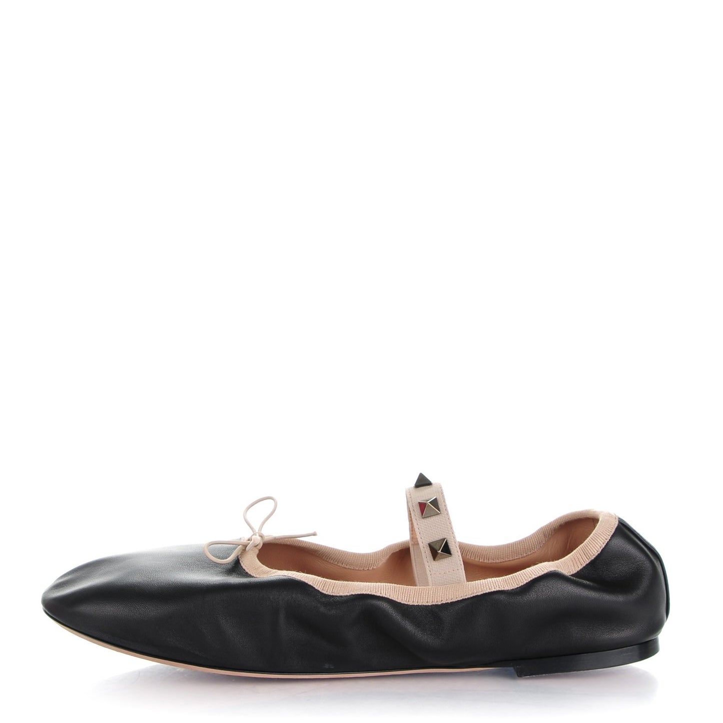 Nappa Rockstud Cross Strap Ballerina Flats 39 Black