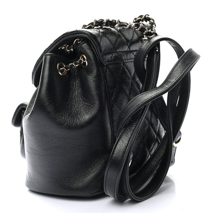 Chanel Glazed Aged Calfskin Quilted Small Duma Drawstring Backpack Black 3 of 9