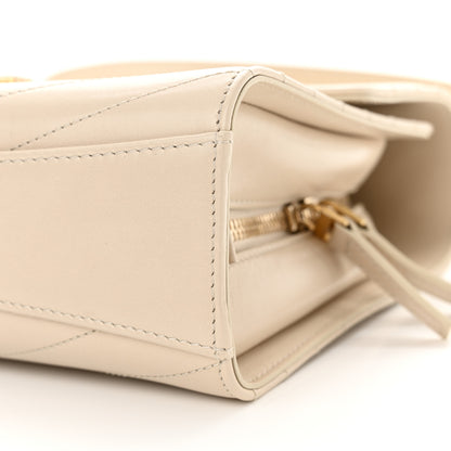 Chanel Calfskin Chevron Quilted Large Medal Flap Light Beige 10 of 11