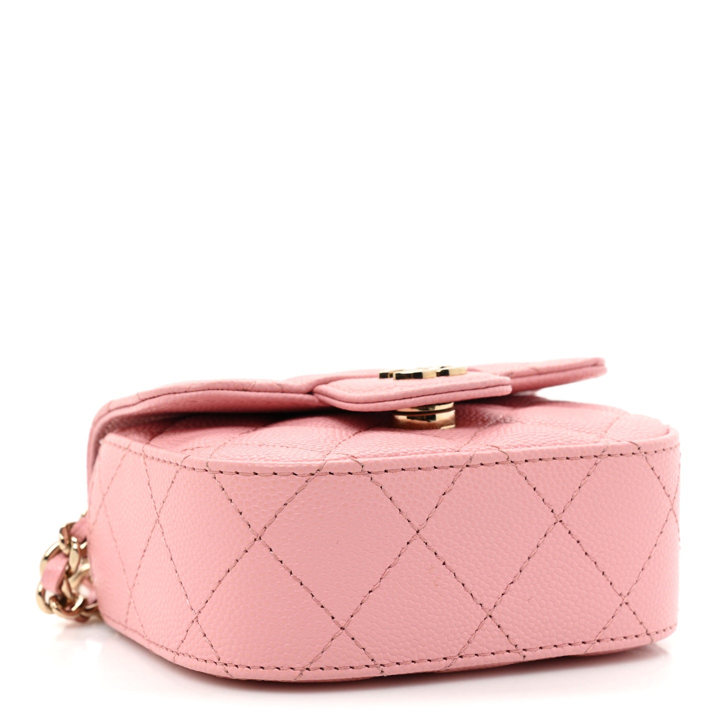 Caviar Quilted Mini Clutch With Chain Pink