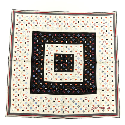 Louis Vuitton Silk Game On Square Scarf Black White 1 of 3