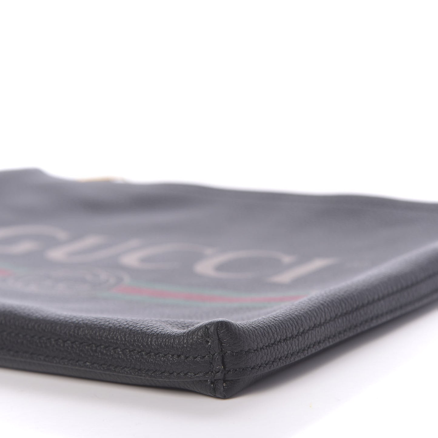 Pebbled Calfskin Medium Logo Portfolio Clutch Black